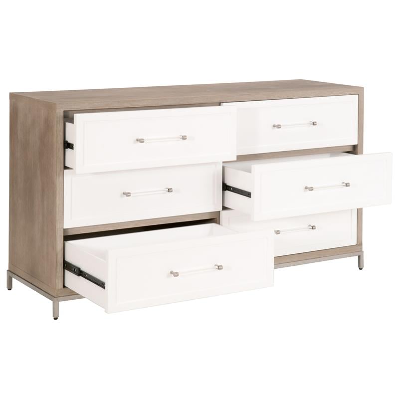 Pemberly Row 6-Drawer Wood Dresser With Metal Glides in Natural
