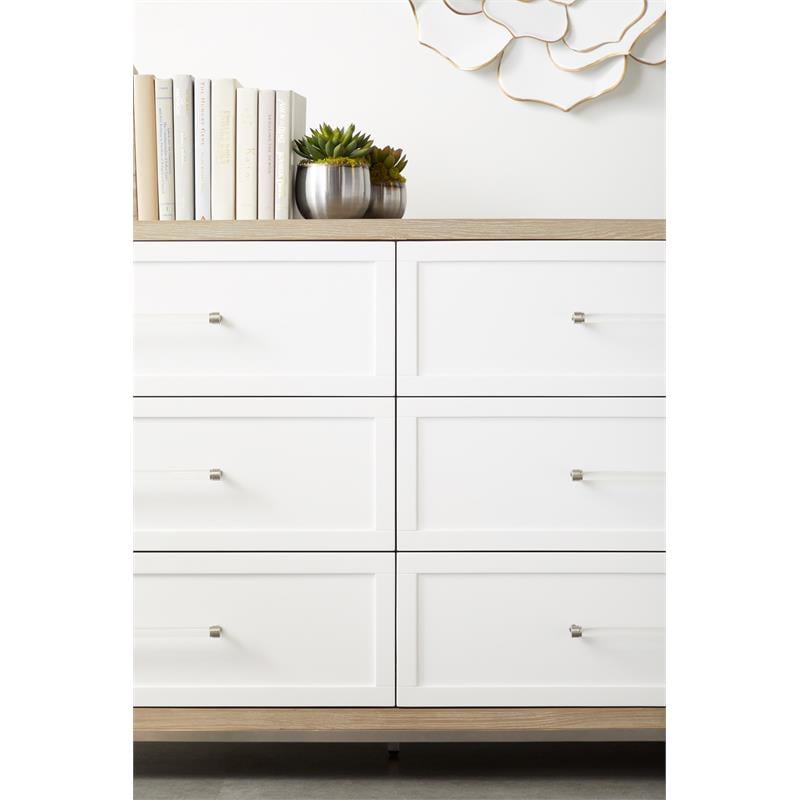 Pemberly Row 6-Drawer Wood Dresser With Metal Glides in Natural