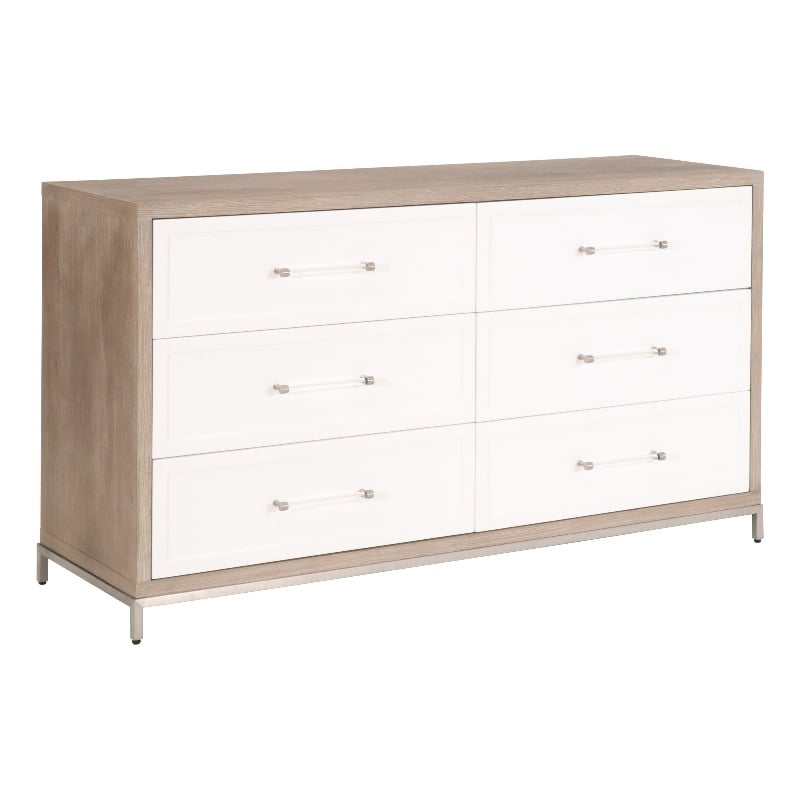 Pemberly Row 6-Drawer Wood Dresser With Metal Glides in Natural