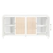 Pemberly Row Contemporary Rattan Inlay Wood Media Sideboard in White