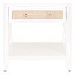 Pemberly Row Contemporary 1-Drawer Rattan Inlay Wood Side Table in White