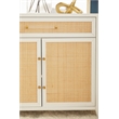 Pemberly Row Rattan Inlay Wood Media Chest With Storage in White