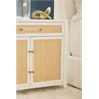 Pemberly Row Rattan Inlay Wood Media Chest With Storage in White