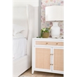 Pemberly Row Rattan Inlay Wood Media Chest With Storage in White