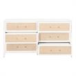 Pemberly Row Contemporary 6-Drawer Rattan Inlay Wood Dresser in White
