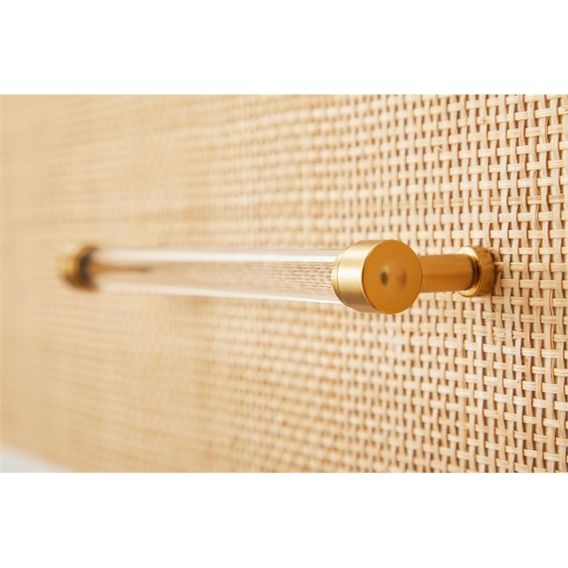 Pemberly Row Contemporary 6-Drawer Rattan Inlay Wood Dresser in White