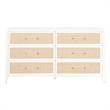Pemberly Row Contemporary 6-Drawer Rattan Inlay Wood Dresser in White