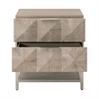 Pemberly Row Contemporary 2-Drawer Diamond Panel Wood Nightstand in Gray