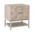 Pemberly Row Contemporary 2-Drawer Diamond Panel Wood Nightstand in Gray
