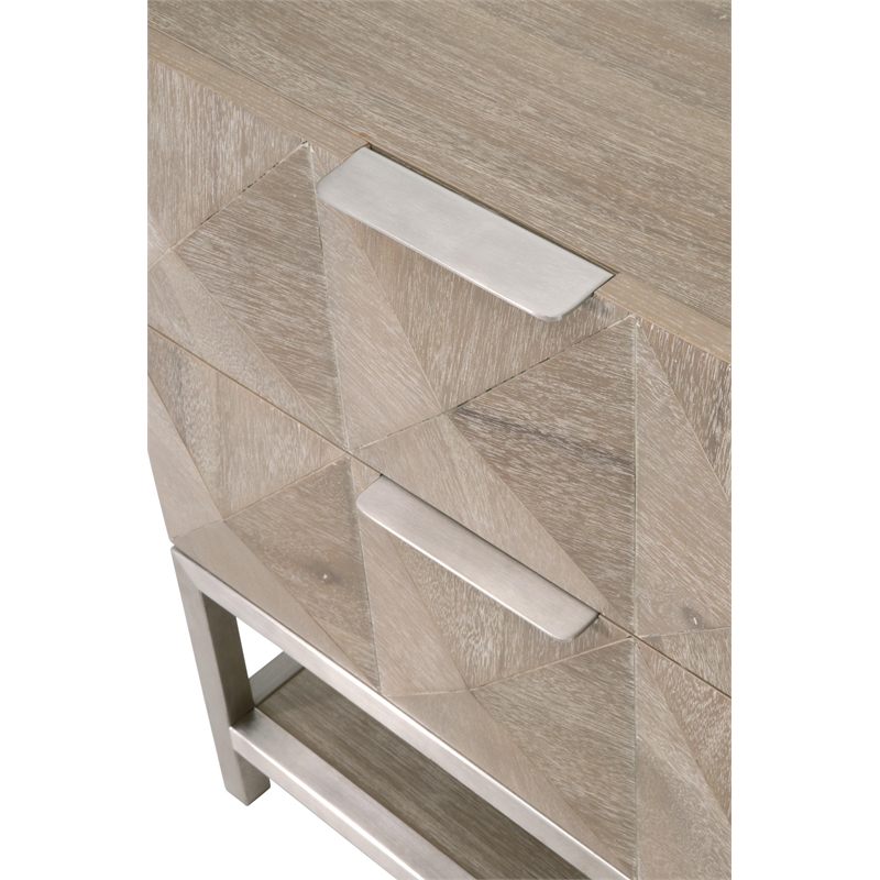 Pemberly Row Contemporary 2-Drawer Diamond Panel Wood Nightstand in Gray