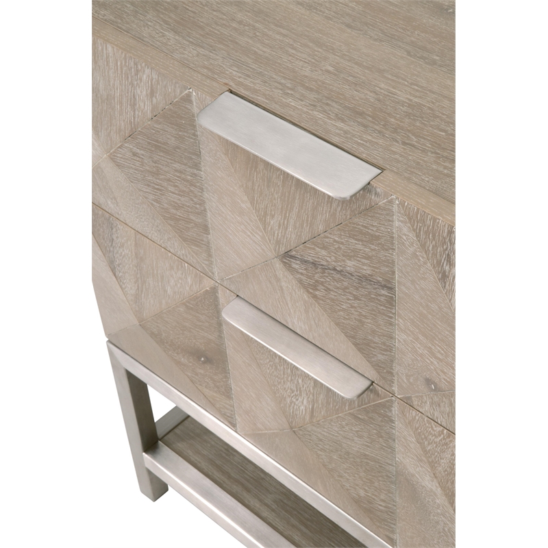 Pemberly Row Contemporary 2-Drawer Diamond Panel Wood Nightstand in Gray