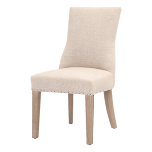 Pemberly Row 20&quot Button-Tufted Fabric Dining Chair in Beige (Set of 2)