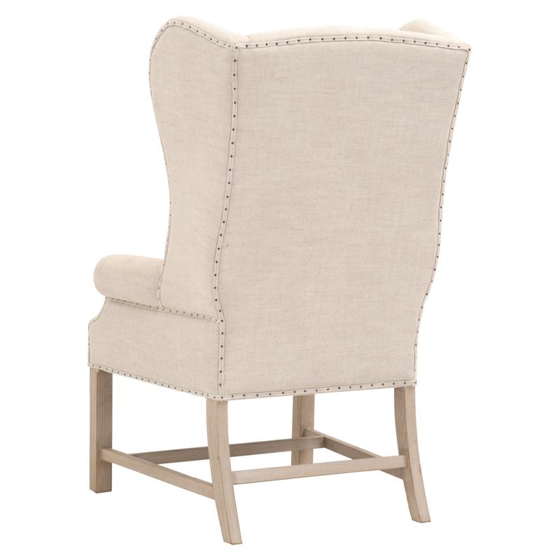 Pemberly Row Wingback Fabric Dining Arm Chair in Bisque Beige