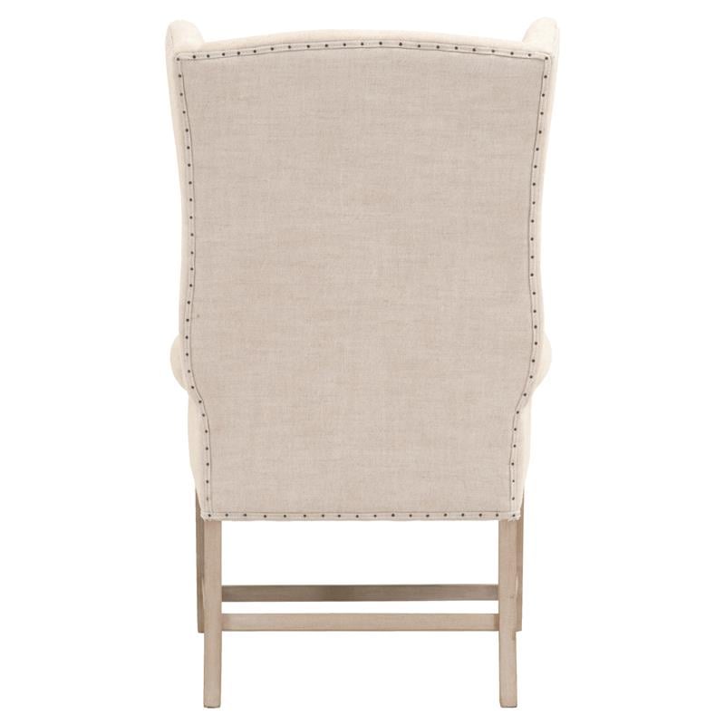 Pemberly Row Wingback Fabric Dining Arm Chair in Bisque Beige