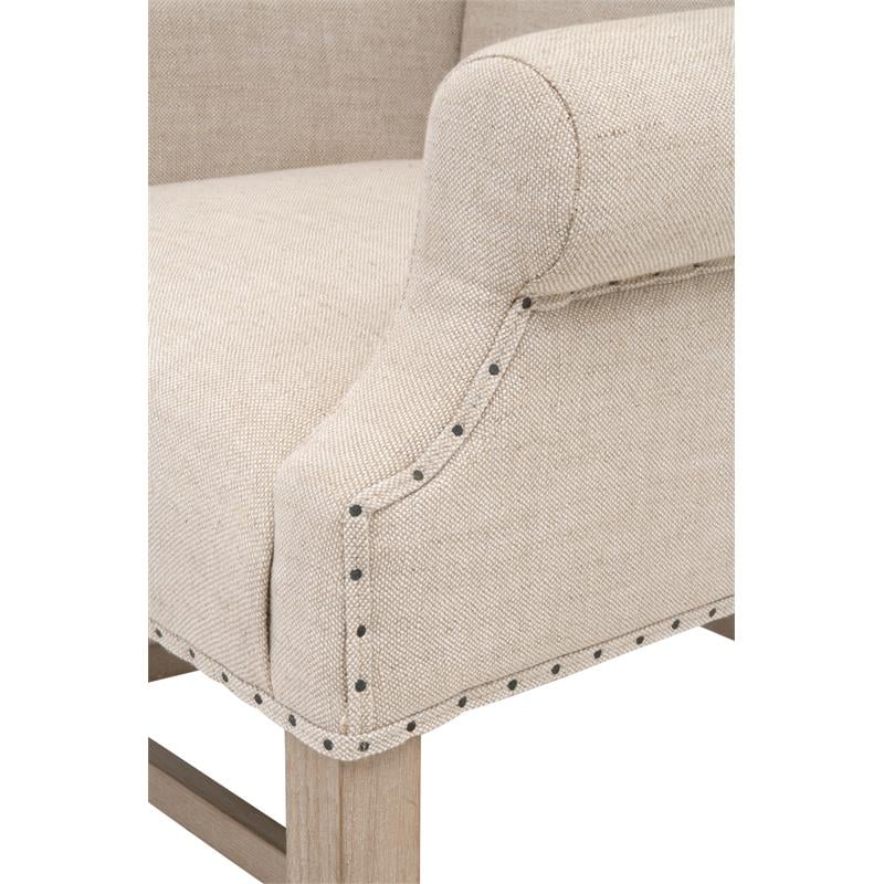 Pemberly Row Wingback Fabric Dining Arm Chair in Bisque Beige