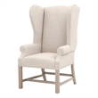 Pemberly Row Wingback Fabric Dining Arm Chair in Bisque Beige