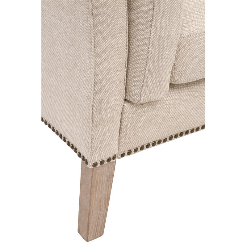 Pemberly Row Upholstered Linen Bench With Removable Cushion in Bisque Beige