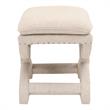 Pemberly Row Contemporary Pillow Top Linen Blend Ottoman in Bisque Beige