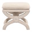 Pemberly Row Contemporary Pillow Top Linen Blend Ottoman in Bisque Beige