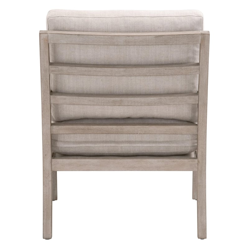 Pemberly Row Contemporary Slatted Back Beech Wood Club Chair in Beige