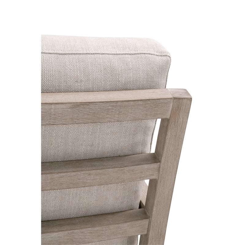 Pemberly Row Contemporary Slatted Back Beech Wood Club Chair in Beige