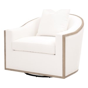 Pemberly Row Contemporary 360-Degree Swivel Barrel Club Chair in White