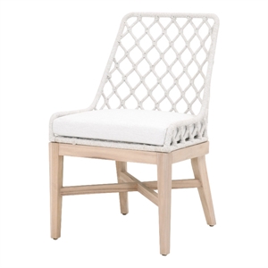 Pemberly Row 20.5&quot Rope Lattice Outdoor Dining Chair in Off White