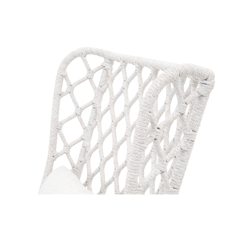 Pemberly Row Contemporary Rope Weave Outdoor Wingback Chair in Off White