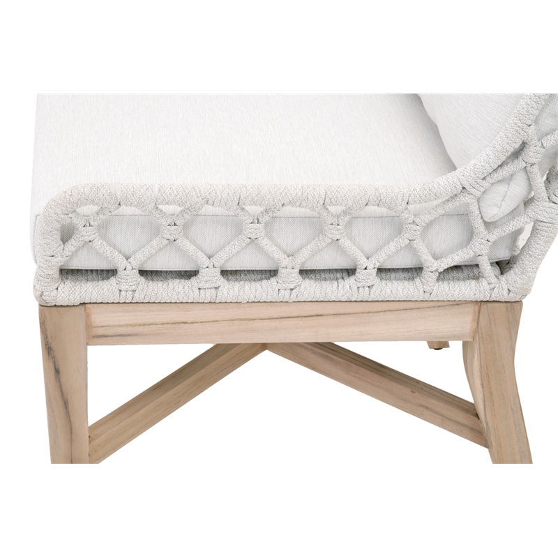 Pemberly Row Contemporary Rope Weave Outdoor Wingback Chair in Off White