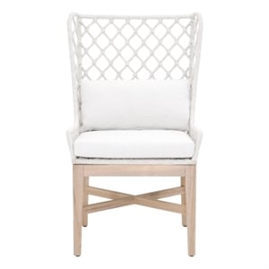 Pemberly Row Contemporary Rope Weave Outdoor Wingback Chair in Off White