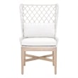 Pemberly Row Contemporary Rope Weave Outdoor Wingback Chair in Off White