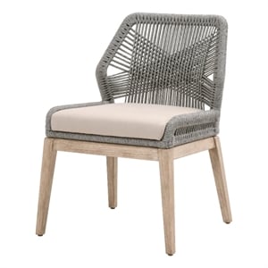 Pemberly Row 19.5&quot Platinum Rope Weave Dining Chair in Gray (Set of 2)