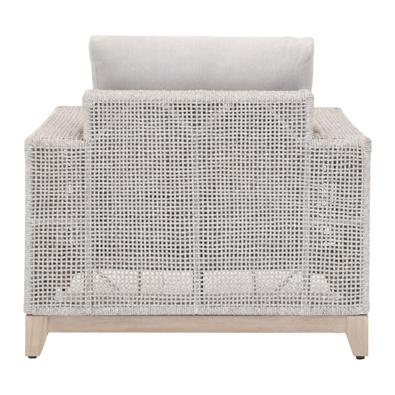 Pemberly Row Rope Weave Outdoor Sofa Chair With Cushions in Gray