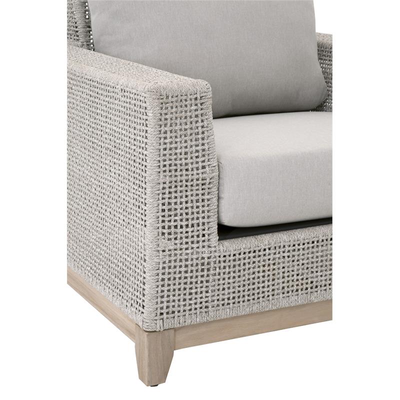 Pemberly Row Rope Weave Outdoor Sofa Chair With Cushions in Gray