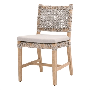 Pemberly Row 18.5&quot Rope Weave Dining Chair With Cushion in Gray (Set of 2)