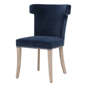 Pemberly Row 20.5&quot Sculpted Wingback Velvet Dining Chair in Blue