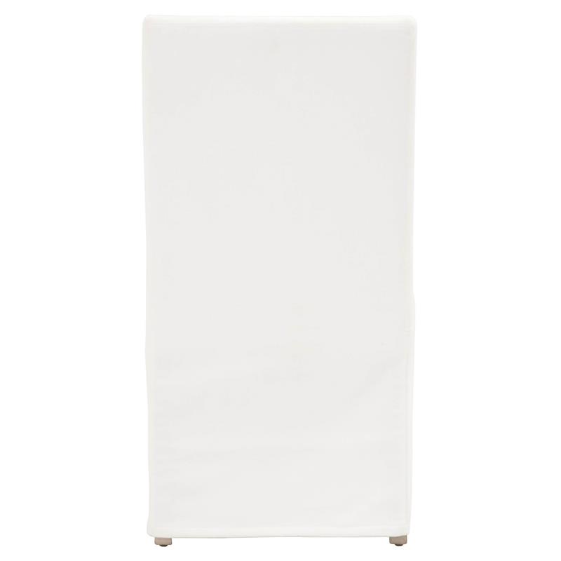 Pemberly Row Skirted Slipcover Fabric Dining Chair in White (Set of 2)