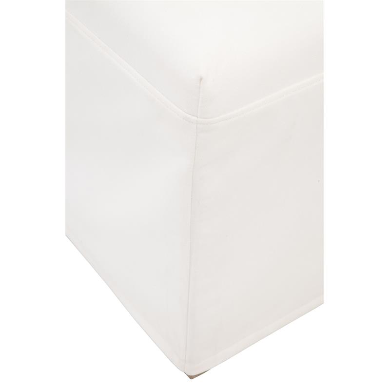 Pemberly Row Skirted Slipcover Fabric Dining Chair in White (Set of 2)