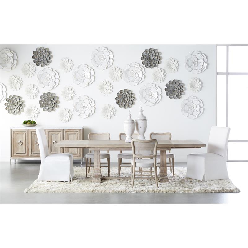 Pemberly Row Skirted Slipcover Fabric Dining Chair in White (Set of 2)