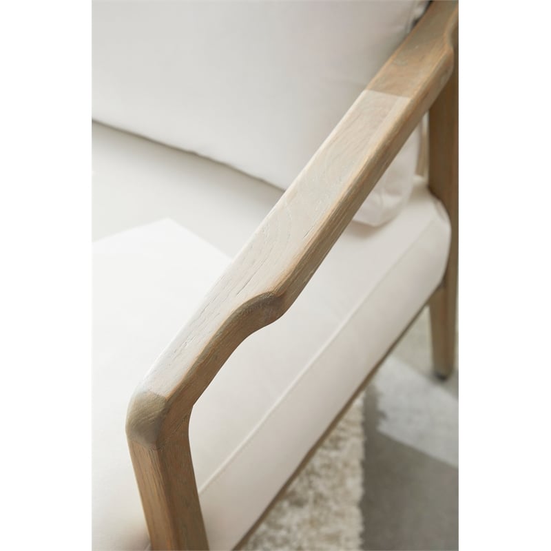 Pemberly Row Contemporary Rope Weave Reclaimed Oak Club Chair in White