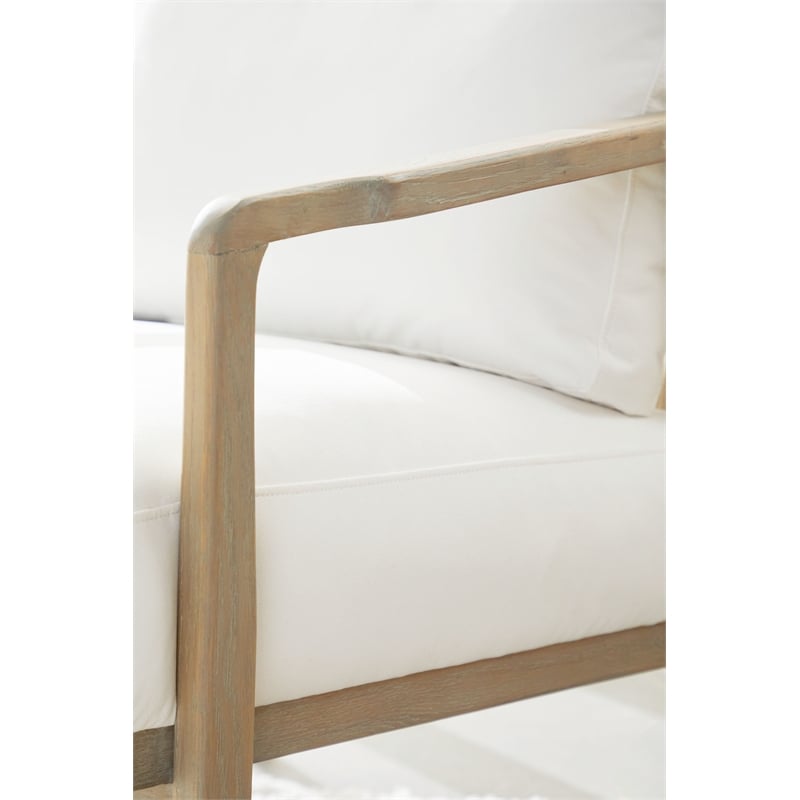 Pemberly Row Contemporary Rope Weave Reclaimed Oak Club Chair in White