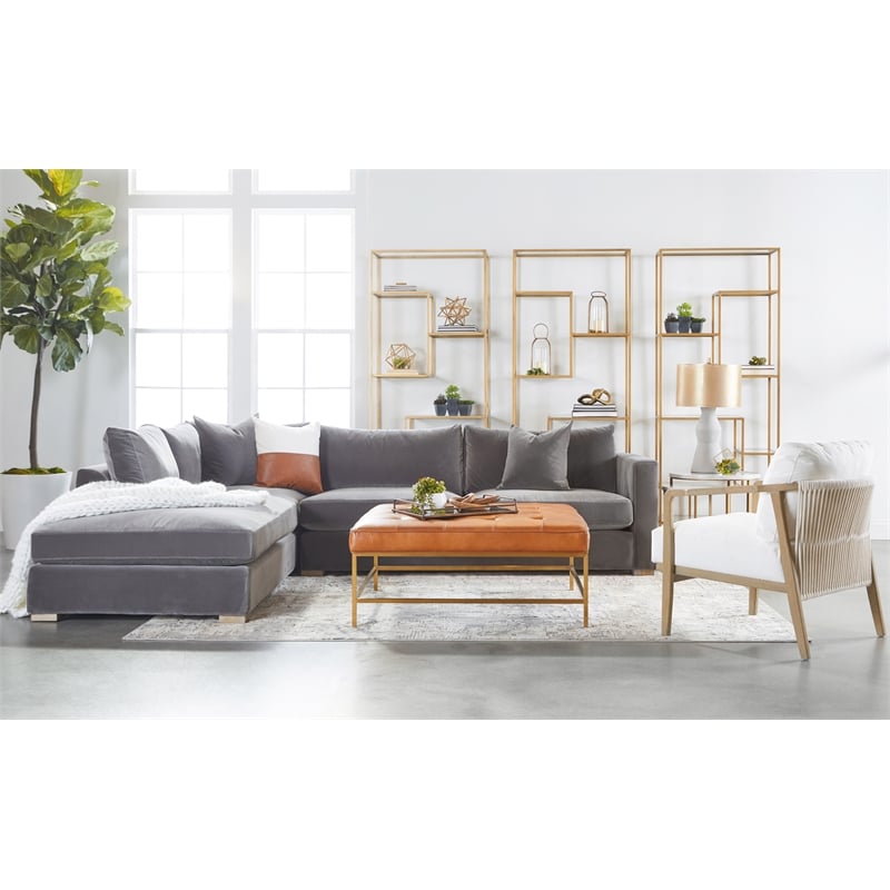 Pemberly Row Contemporary Rope Weave Reclaimed Oak Club Chair in White