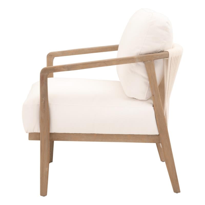 Pemberly Row Contemporary Rope Weave Reclaimed Oak Club Chair in White