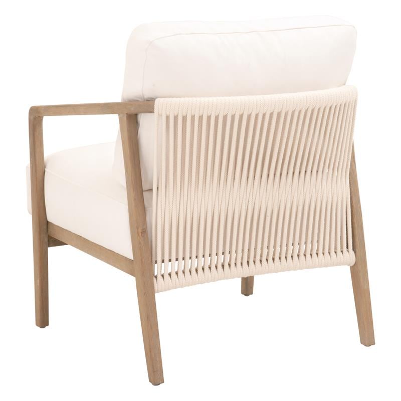 Pemberly Row Contemporary Rope Weave Reclaimed Oak Club Chair in White