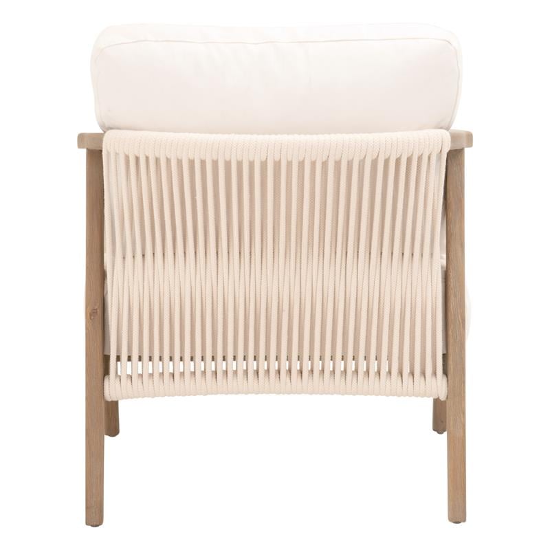 Pemberly Row Contemporary Rope Weave Reclaimed Oak Club Chair in White