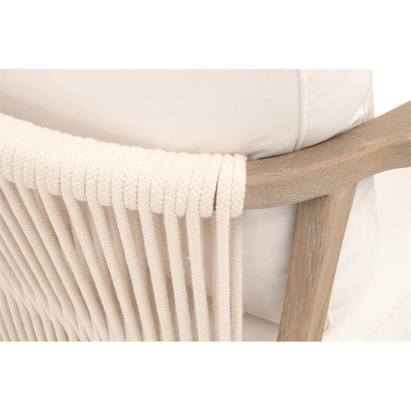 Pemberly Row Contemporary Rope Weave Reclaimed Oak Club Chair in White