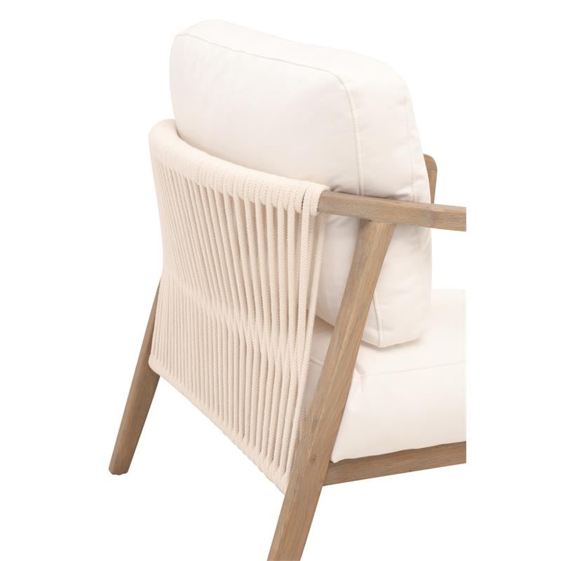 Pemberly Row Contemporary Rope Weave Reclaimed Oak Club Chair in White