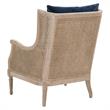 Pemberly Row Contemporary Cane Wingback Velvet Club Chair in Blue