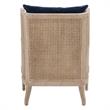 Pemberly Row Contemporary Cane Wingback Velvet Club Chair in Blue