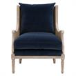 Pemberly Row Contemporary Cane Wingback Velvet Club Chair in Blue